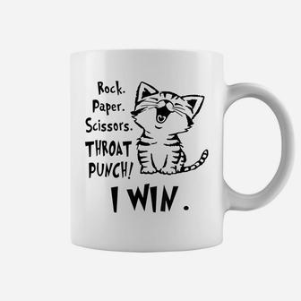 Rock Paper Scissors Throat Punch I Win Funny Cat Lovers Gift Coffee Mug | Crazezy UK