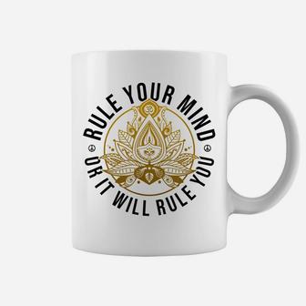 Rule Your Mind Yoga Lotus Flower Meditation Peace Positivity Coffee Mug | Crazezy UK