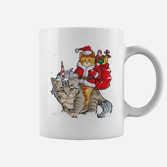 Santa Cat Riding Caticorn Christmas Gifts Meowy Catmas Xmas Coffee Mug | Crazezy