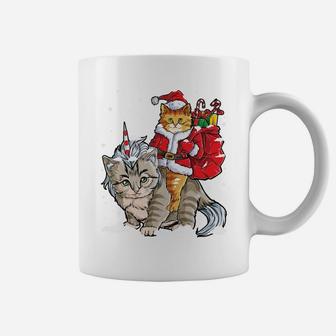 Santa Cat Riding Caticorn Christmas Gifts Meowy Catmas Xmas Sweatshirt Coffee Mug | Crazezy AU