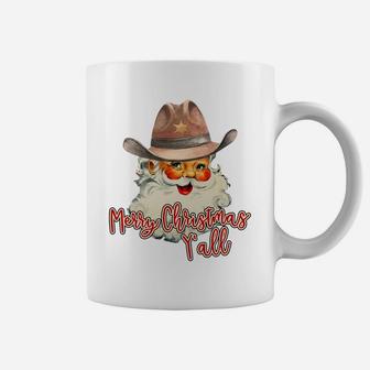 Santa Claus Merry Christmas Y'all Western Country Cowboy Coffee Mug | Crazezy CA