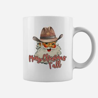 Santa Claus Merry Christmas Y'all Western Country Cowboy Sweatshirt Coffee Mug | Crazezy DE