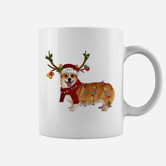 Santa Corgi Reindeer Light Christmas Gifts Sweatshirt Coffee Mug | Crazezy UK