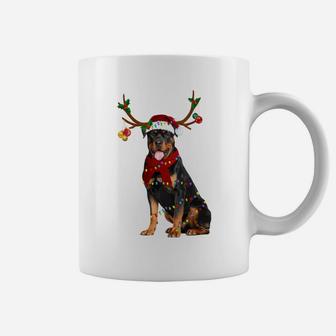Santa Rottweiler Reindeer Light Christmas Gifts Sweatshirt Coffee Mug | Crazezy