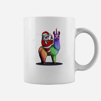 Santa Sloth Riding Llama Unicorn Christmas Gift Sweatshirt Coffee Mug | Crazezy CA