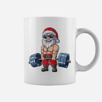 Santa Weightlifting Christmas Fitness Gym Deadlift Xmas Men Coffee Mug | Crazezy UK