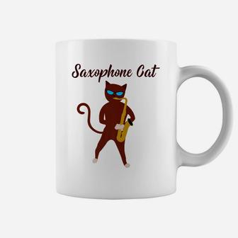 Saxophone Cat Musical Premium Tshirt Coffee Mug | Crazezy
