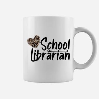 School Librarian Leopard Heart Leopard Reading Librarians Coffee Mug | Crazezy