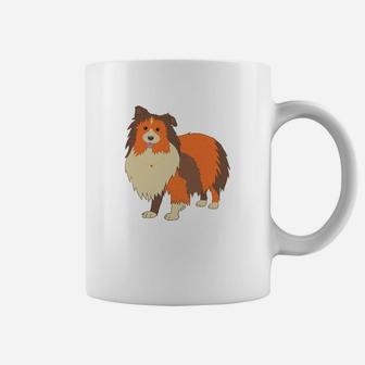 Sheltie Hund Grafik Tassen für Herren in Weiß, Tierliebhaber Design - Seseable