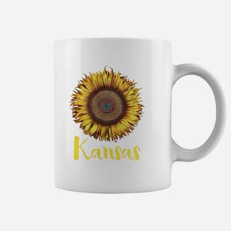 Single Sunflower State Of Kansas Flower Apparel Coffee Mug | Crazezy CA