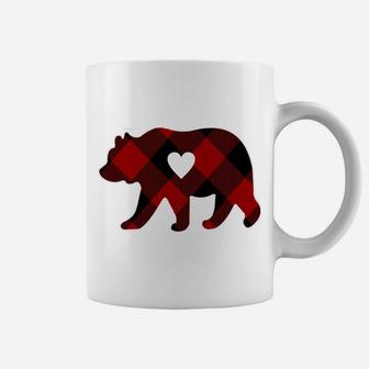Sister Bear Christmas Buffalo Plaid Red White & Black Gift Coffee Mug | Crazezy UK