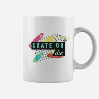 Skate Or Die Retro 90'S Style Skater Skateboard Silhouette Coffee Mug | Crazezy