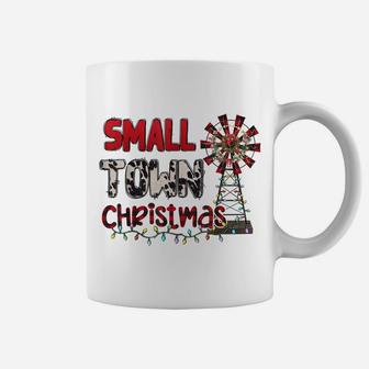 Small Town Christmas Windmill Red Plaid Cowhide Xmas Coffee Mug | Crazezy