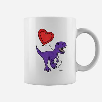 Smileteeslove Cute T-Rex Dinosaur With Heart Balloon T-Shirt Coffee Mug | Crazezy