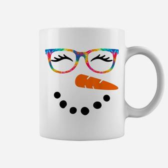 Snowman Face Shirt Womens Eyelashes Glasse Tie Dye Christmas Coffee Mug | Crazezy UK