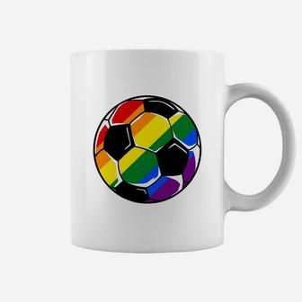 Soccer Ball Gay Pride Lgbt Rainbow Flag Coffee Mug - Thegiftio UK