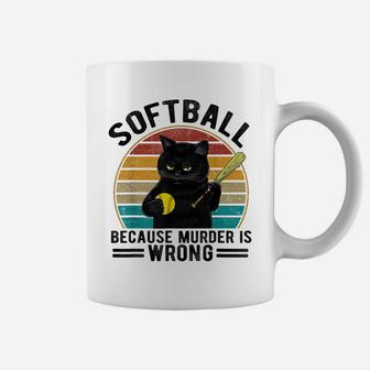 Softball Because Murder Is Wrong-Best Shirt Ideas Cat Lovers Coffee Mug | Crazezy CA