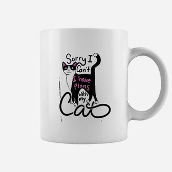 Sorry I Can Not I Have Plan With My Cat Coffee Mug - Thegiftio UK