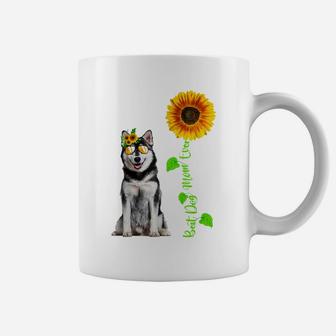 Sunflower Best Dog Mom Ever Funny Siberian Husky Dog Lovers Coffee Mug | Crazezy UK