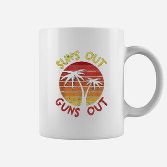 Suns Out Palm Beach Retro 80S Summer Vacation Muscle Coffee Mug | Crazezy CA