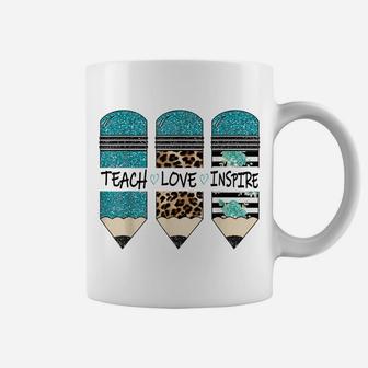 Teach Inspire Love Pencil Leopard Flower Teacher Life Coffee Mug | Crazezy CA