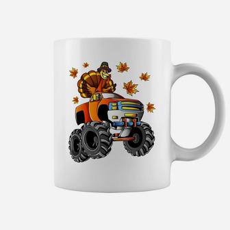 Thanksgiving Turkey Riding Monster Truck Boys Kids Sweatshirt Coffee Mug | Crazezy