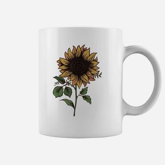 The Sunflower With Stem Flower Design Apparel Coffee Mug | Crazezy