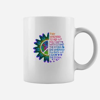 They Whispered To Her You Can’t With Stand The Storm She Whispered Back I Am The Storm Hippie Flower Shirt Coffee Mug - Thegiftio UK