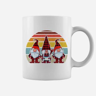 Three Gnomes Buffalo Plaid Retro Style Vintage Xmas Gnome Coffee Mug | Crazezy AU