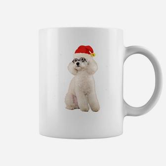 Toy Poodle In Christmas Santa Hat With Snow Falling Sweatshirt Coffee Mug | Crazezy AU