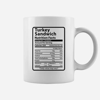 Turkey Sandwich Nutrition Facts Thanksgiving Christmas Food Coffee Mug | Crazezy CA