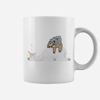 Unicorn Llama & Lazy Sloth With Koala Mama Bear & Baby Koala Coffee Mug | Crazezy