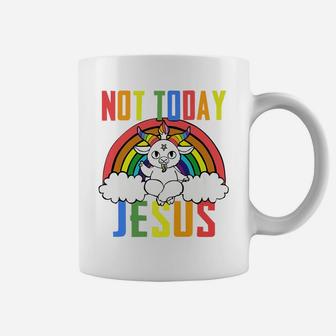 Unicorn Rainbow Not Today Jesus Coffee Mug | Crazezy