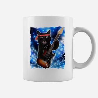 Vintage Black Cat Lover Retro Style Cats Gift Guitar Coffee Mug | Crazezy