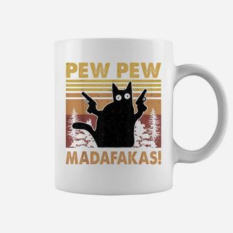Vintage Black Cat Pew Pew Madafakas Funny Crazy Cat Lovers Coffee Mug | Crazezy