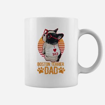 Vintage Boston Terrier Dad Wear Sunglasses Funny Dog Lover Coffee Mug | Crazezy AU