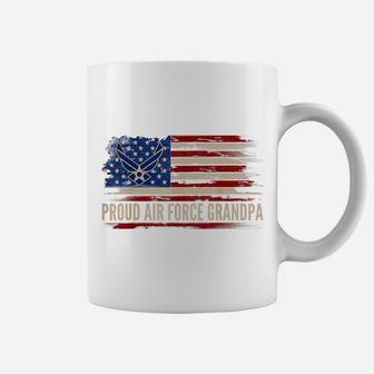 Vintage Proud Air Force Grandpa American Flag Veteran Gift Coffee Mug | Crazezy CA