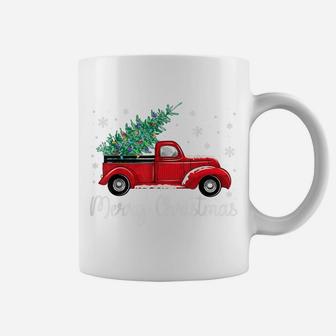 Vintage Red Truck With Merry Christmas Tree Coffee Mug | Crazezy