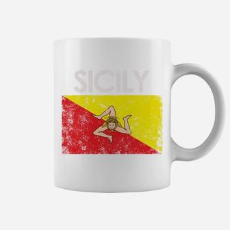 Vintage Sicily Sicilian Flag Pride Gift Sweatshirt Coffee Mug | Crazezy