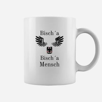 Weißes Tassen Bisch 'a Mensch mit Adlerflügeln-Design, Lustiges Spruch Tassen - Seseable