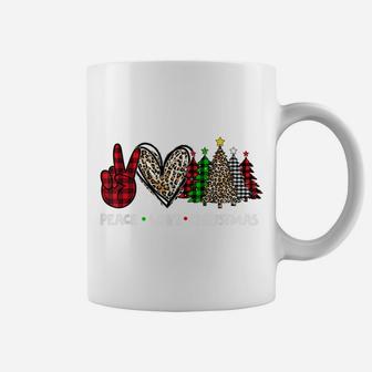 Women Leopard Buffalo Christmas Tree Peace Love Christmas Coffee Mug | Crazezy CA