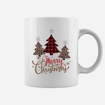 Women Leopard Plaid Christmas Tree Merry Christmas Sweatshirt Coffee Mug | Crazezy DE