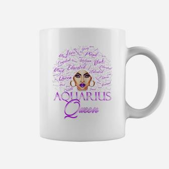 Womens Aquarius Girl Womens Purple Afro Queen Black Zodiac Birthday Coffee Mug | Crazezy AU