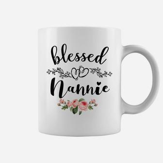 Womens Blessed Nannie Cute Flower Nannie Gift Tee Coffee Mug | Crazezy UK