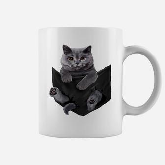 Womens Cat Lovers Gifts British Shorthair In Pocket Funny Kitten Coffee Mug | Crazezy UK