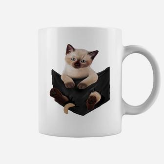 Womens Cat Lovers Gifts Siamese In Pocket Funny Kitten Face Coffee Mug | Crazezy CA