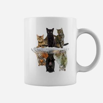 Womens Cats Reflection Gift Friend Cat Lovers Cute Tiger Coffee Mug | Crazezy