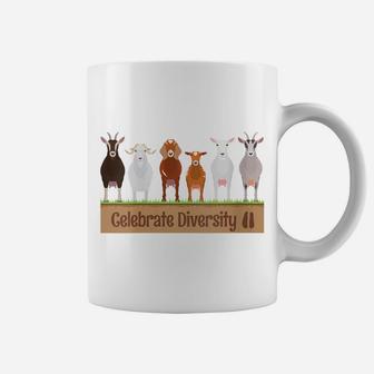 Womens Celebrate Diversity Pet Goats Funny Gift For Goat Lovers Coffee Mug | Crazezy