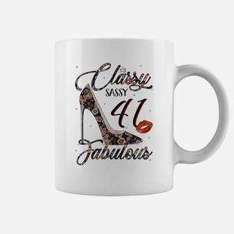 Womens Classy Sassy 41 Fabulous Flower High Heel 41St Birthday Coffee Mug | Crazezy AU