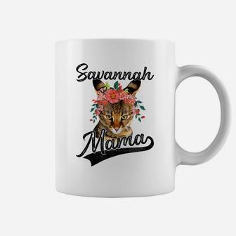 Womens Cute Savannah Mama Flower Graphic Cat Lover Gifts Coffee Mug | Crazezy